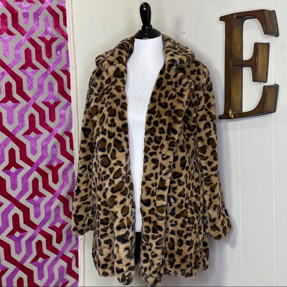 NEW Leopard Print Teddy Coat Jacket Soft Fuzzy - Picture 8 of 8